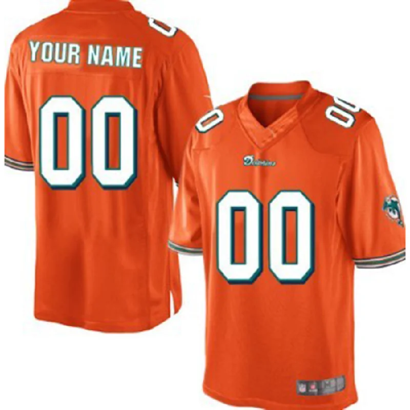 Football Jersey With Thumb Holes-Custom M.Dolphins Orange Limited Jersey American Stitched Football Jerseys