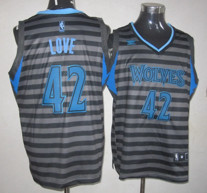 Basketball Jersey With Pockets-Timberwolves 42 Love Black Gride Grey Basketball Jerseys