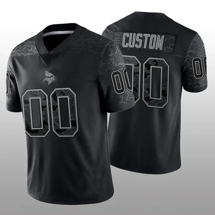 Football Jersey With Unique Typography-Custom MN.Vikings  Stitched Black RFLCTV Limited Jersey Football Jerseys