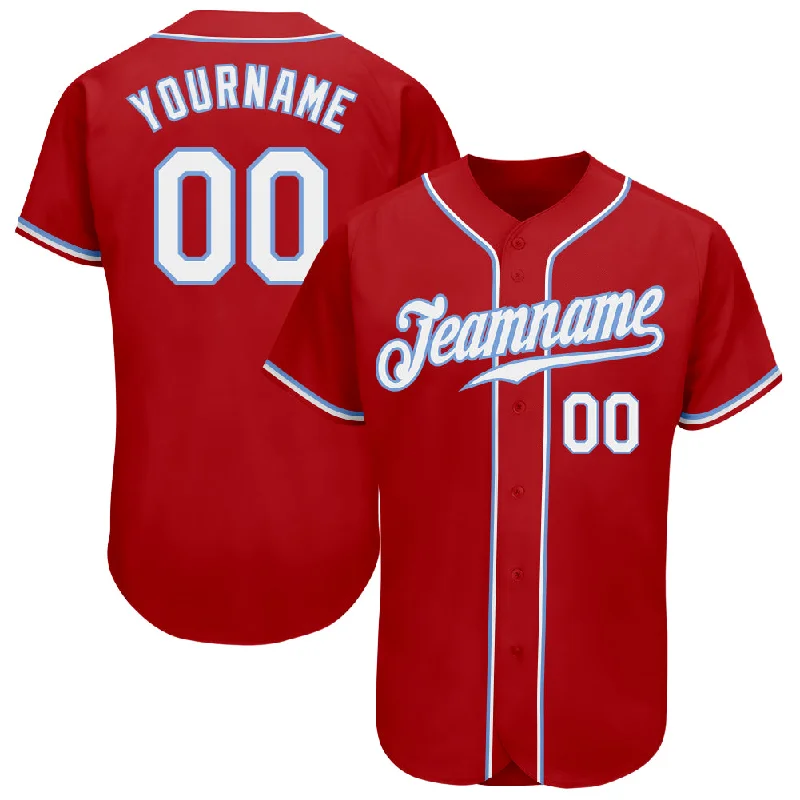 Baseball Jersey With Camouflage-Custom Red White-Light Blue Authentic Baseball Jersey