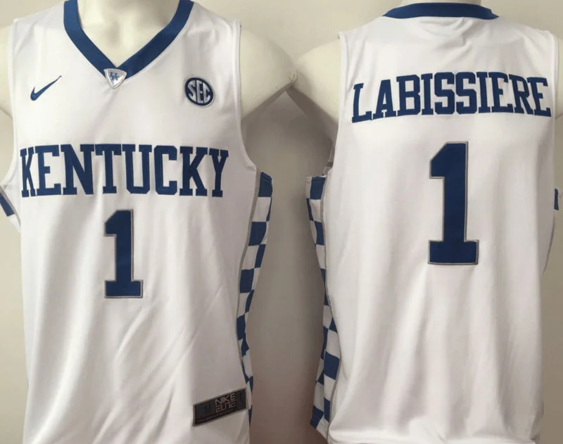 Basketball Jersey With Hand-Drawn Illustrations-Kentucky Wildcats 1 Skal Labissiere White College Basketball Basketball Jersey