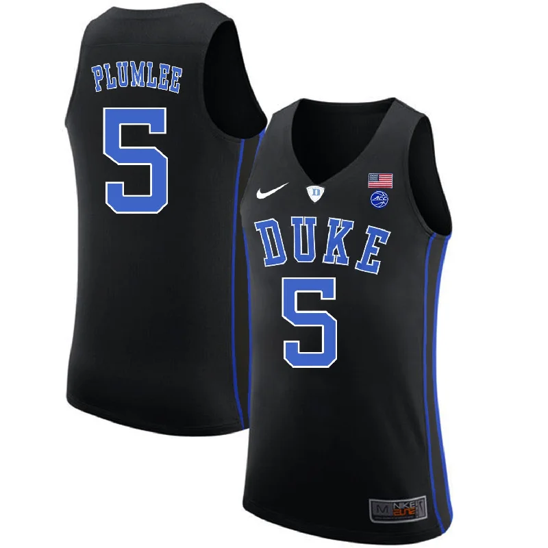 Basketball Jersey For Practice-Duke Blue Devils 5 Mason Plumlee Black College Basketball Basketball Jersey