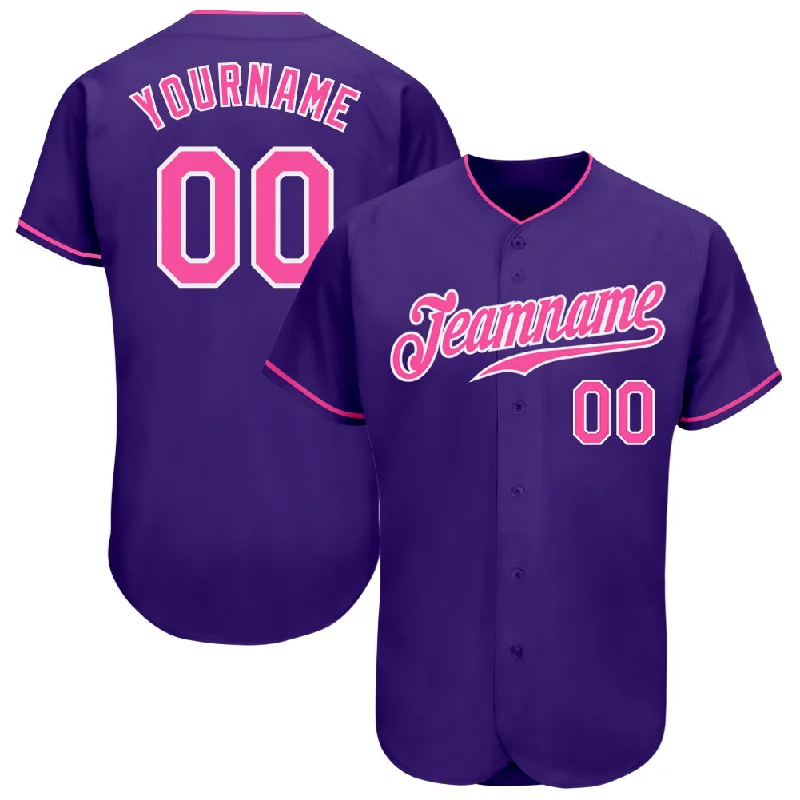 Championship Baseball Jersey-Custom Purple Pink-White Authentic Baseball Jersey