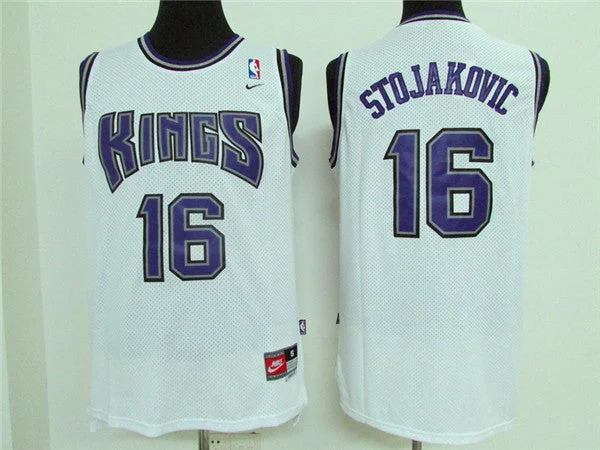 Basketball Jersey With Tie-Dye-Kings 16 Peja Stojakovic White Stitched Basketball Jersey