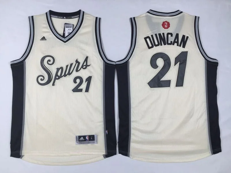 Basketball Jersey With Athletic Cut-Spurs 21 Tim Duncan Cream 2015-16 Christmas Day Swingman Basketball Jersey