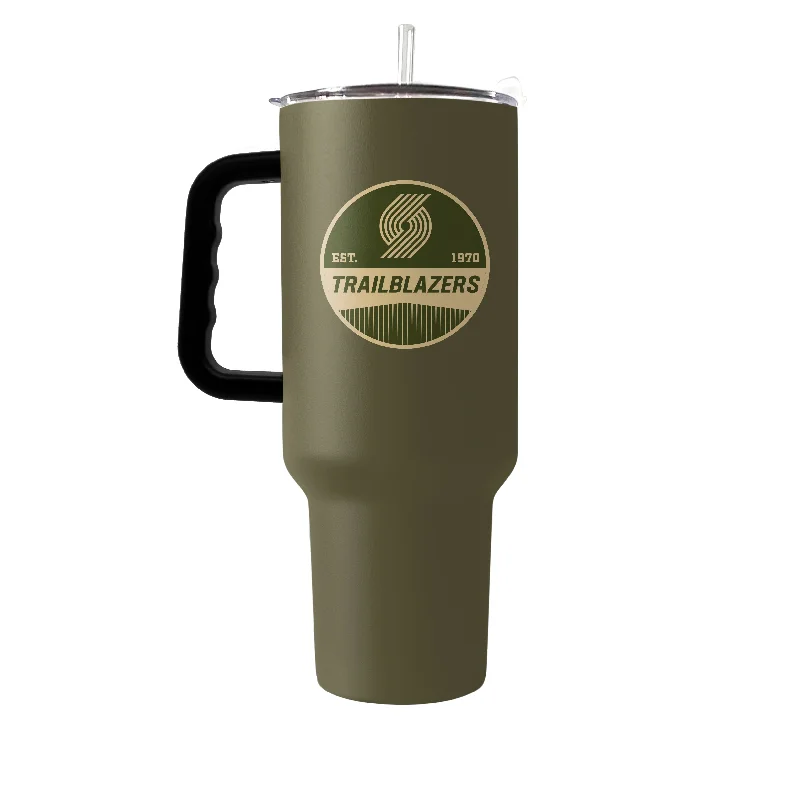 Official Team Mug-Portland Trail Blazers 40oz Olive Badge Powder Coat Tumbler