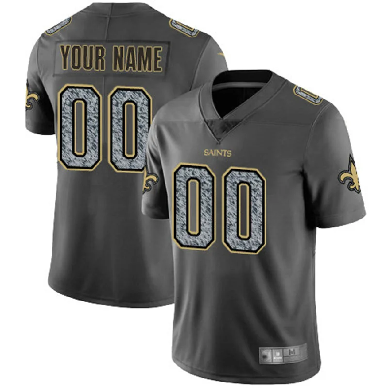 Football Jersey With UV Protection-Custom NO.Saints Gray Static Vapor Untouchable Limited Jersey American Stitched Jersey Football Jerseys