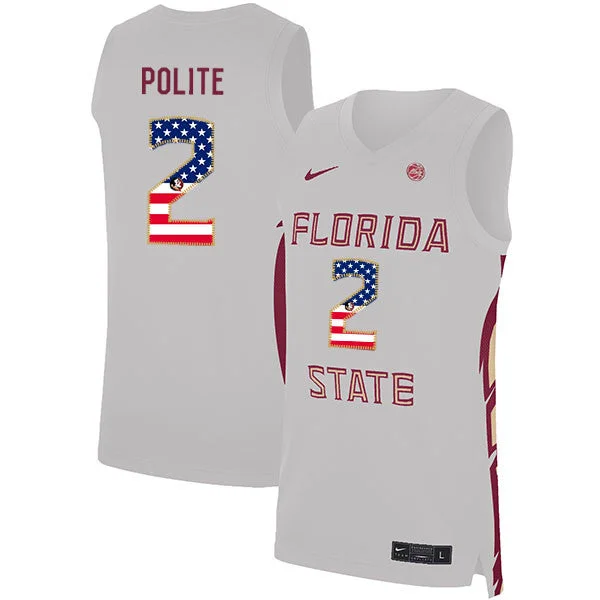 Youth Basketball Jersey-Florida State Seminoles 2 Anthony Polite White USA Flag Basketball College Basketball Jersey