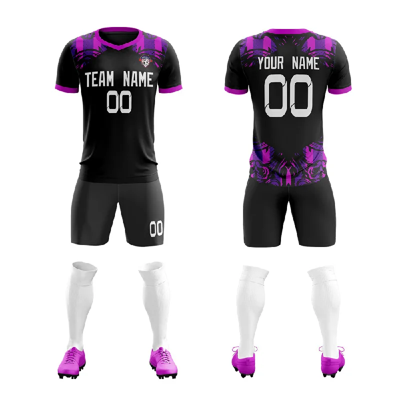 Football Jersey With Personalized Embroidery-Custom Black Purple Soft Training Uniform Soccer Sets Jersey