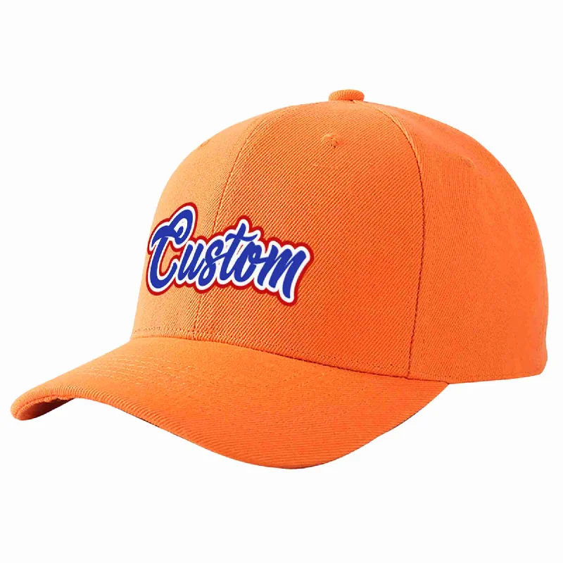 BMX Baseball Cap-Custom Orange Royal-White Curved Eaves Sport Baseball Cap Design for Men/Women/Youth