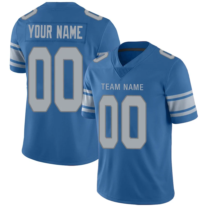 Custom D.Lions Football Jersey Team Player or Personalized Design Your Own Name for Men's Women's Youth Jerseys Blue