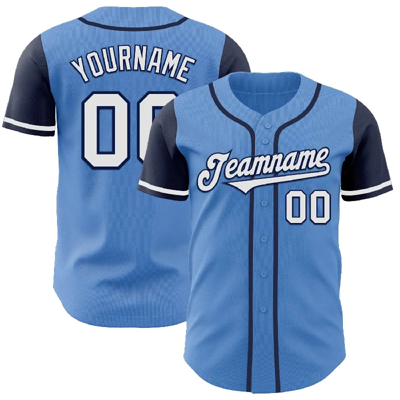 Championship Baseball Jersey-Custom Powder Blue White-Navy Authentic Two Tone Baseball Jersey