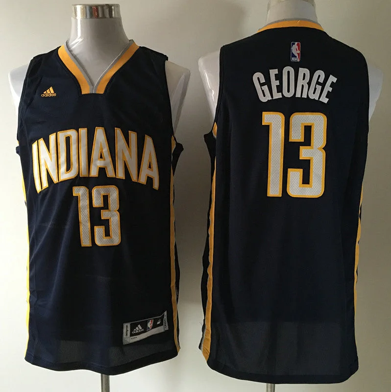 Championship Basketball Jersey-Pacers 13 Paul George Navy Swingman Basketball Jersey