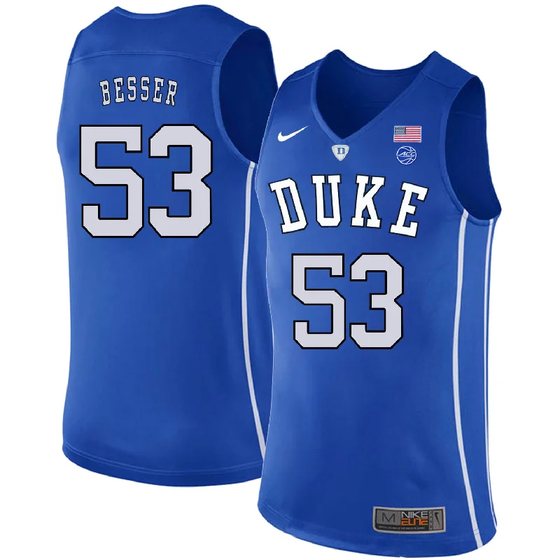 Basketball Jersey With Stripes-Duke Blue Devils 53 Brennan Besser Blue College Basketball Basketball Jersey