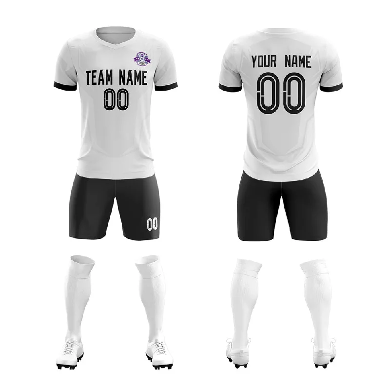 Football Jersey With Eco-Friendly Material-Custom White Black Black Training Uniform For Men Soccer Sets Jersey