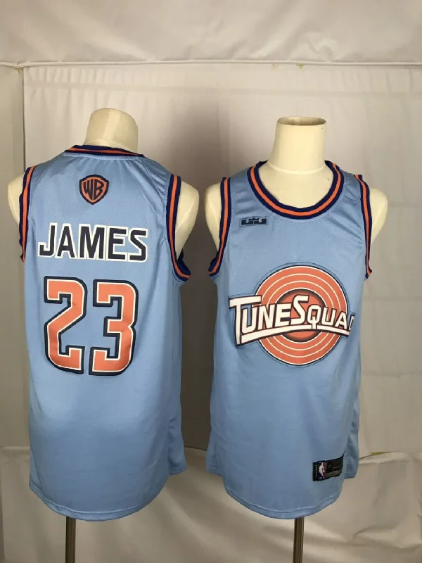 Basketball Jersey For Birthday Gifts-Tune Squad 23 Lebron James Blue Stitched Movie Basketball Basketball Jersey