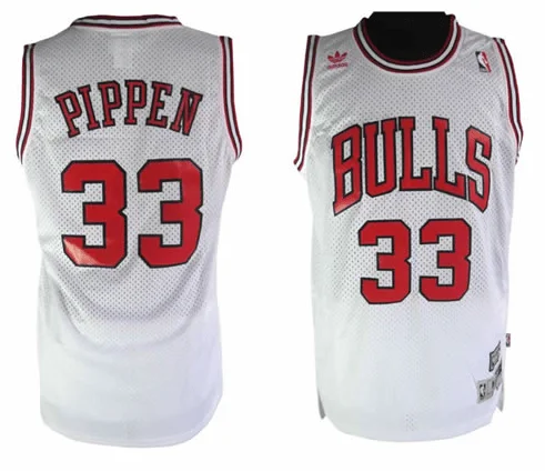 MVP Basketball Jersey-Bulls 33 Pippen White Mesh Basketball Jerseys