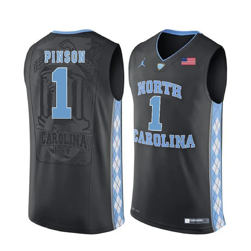 Basketball Jersey With Custom Patches-North Carolina Tar Heels 1 Theo Pinson Black College Basketball Basketball Jersey