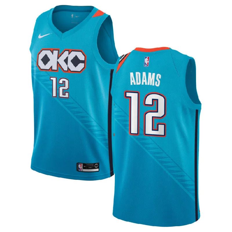 Basketball Jersey With Classic Fonts-Thunder 12 Steven Adams Turquoise 2018-19 City Edition Swingman Basketball Jersey