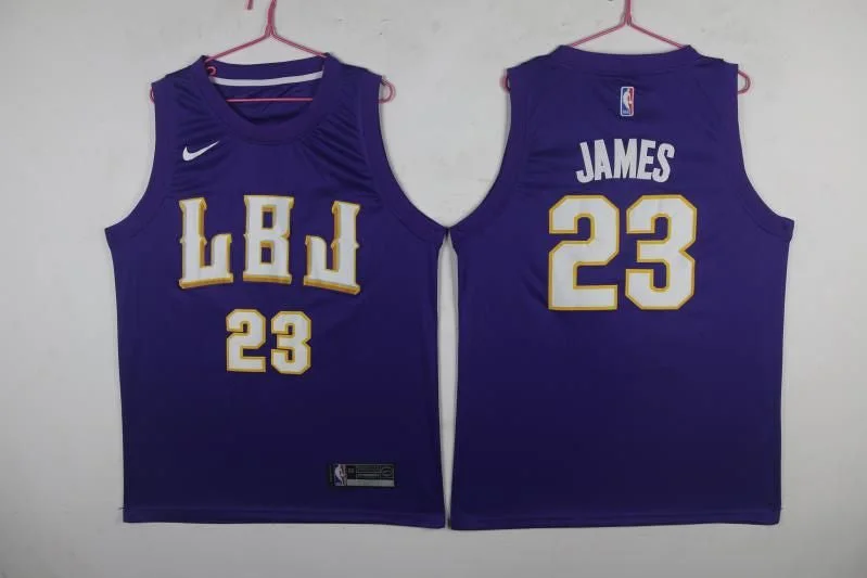 Basketball Jersey With Abstract Patterns-Lakers 23 Lebron James LBJ Purple Swingman Basketball Jersey