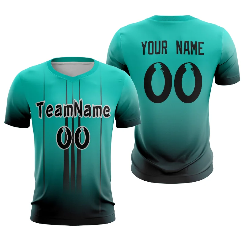 Football Jersey With Embroidered Patch-Custom Teal Black Sport Soccer Tops Jersey