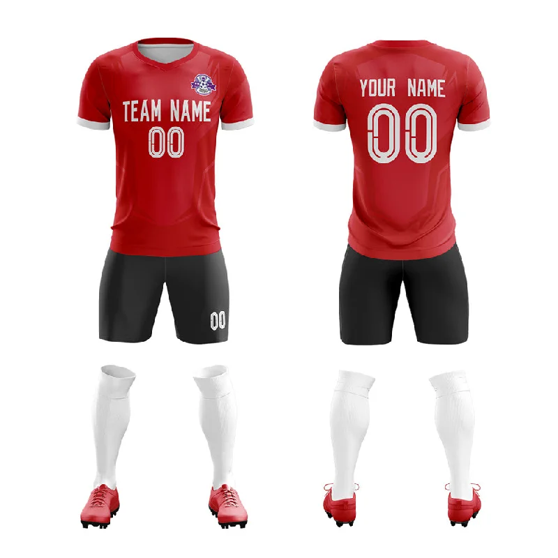 Football Jersey With Ultra-Lightweight Design-Custom Red Black Training Uniform For Men Soccer Sets Jersey