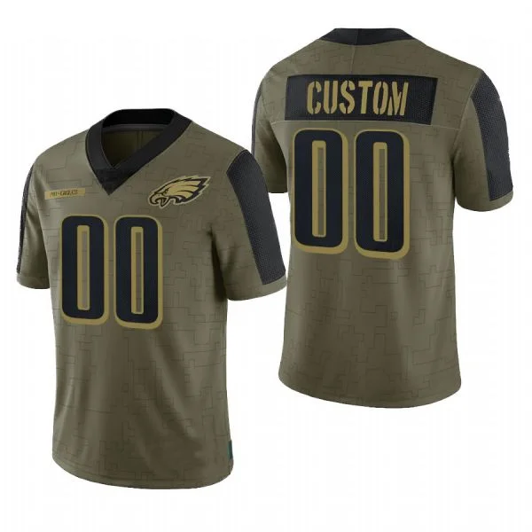 Football Jersey With Organic Cotton-Custom P.Eagles Olive 2021 Salute To Service Limited Football Jerseys