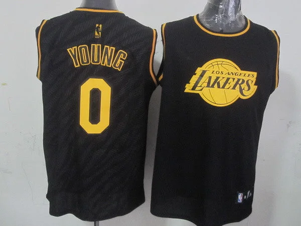 Basketball Jersey With Complete Outfit Set-Lakers 0 Young Black Precious Metals Fashion Basketball Jerseys