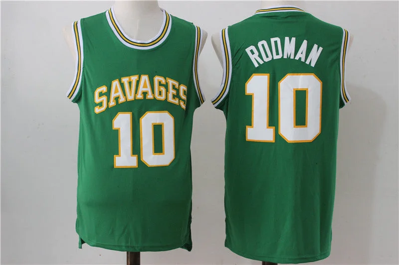 Basketball Jersey With Earthy Tones-Oklahoma Savages 10 Dennis Rodman Green High School Basketball Jersey