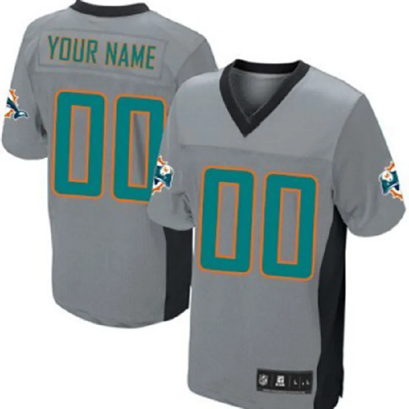 Football Jersey With Gold Trim-Custom M.Dolphins Gray Shadow Elite Jersey American Stitched Football Jerseys