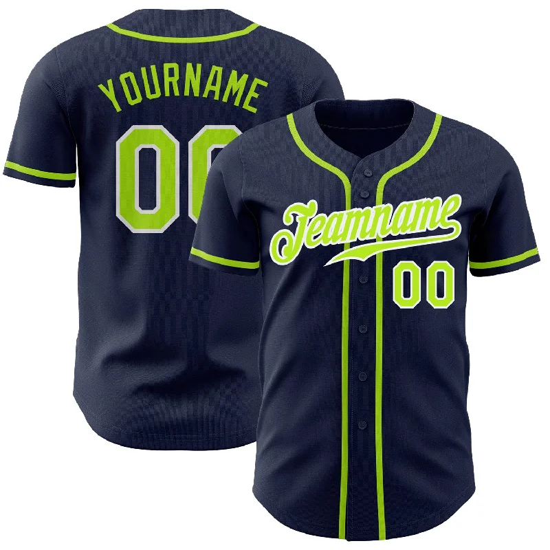 Baseball Jersey With Punk Rock Theme-Custom Navy Neon Green-White Authentic Baseball Jersey