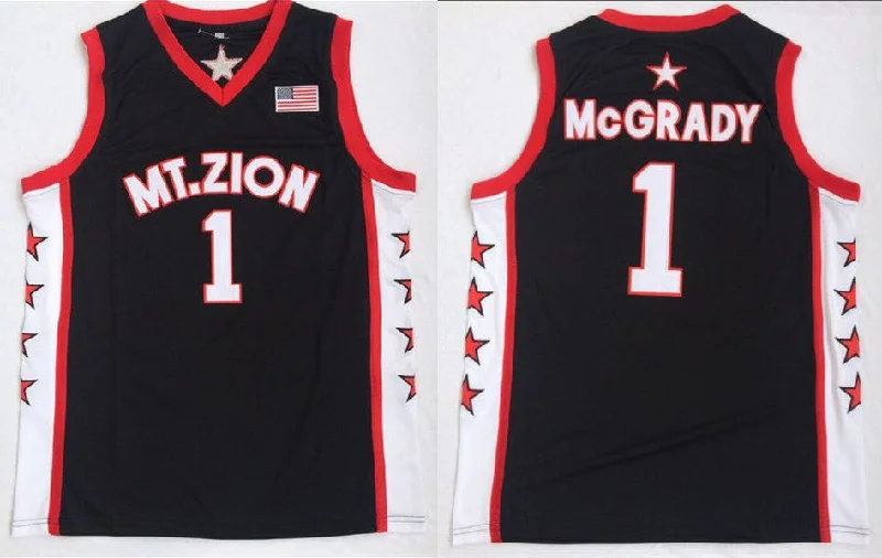 Lightweight Basketball Jersey-MT. Zion 1 Tracy McGrady Black College Basketball Basketball Jersey