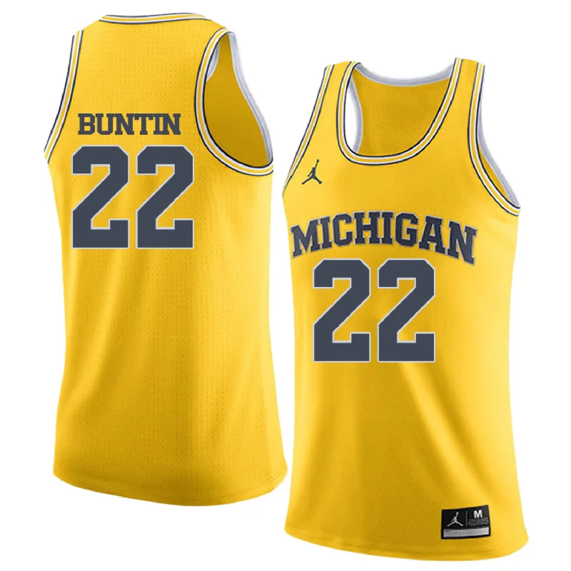 Basketball Jersey With Trendy Style-University of Michigan 22 Bill Buntin Yellow College Basketball Basketball Jersey