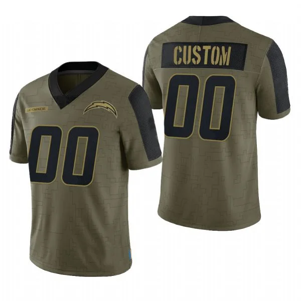 Football Jersey For Spring Training-Custom LA.Chargers Olive 2021 Salute To Service Limited Football Jerseys