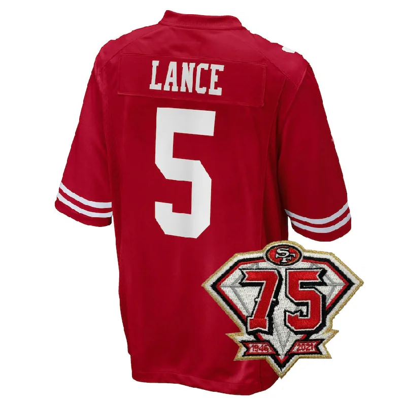 Oversized Football Jersey-Men's Kids Women's San Francisco 49ers #5 Trey Lance Football Jersey Red White Black