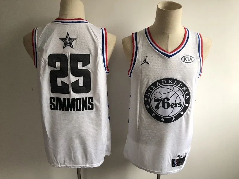 Basketball Jersey With Modern Look-76ers 25 Ben Simmons White 2019 All-Star Game Jordan Brand Swingman Basketball Jersey