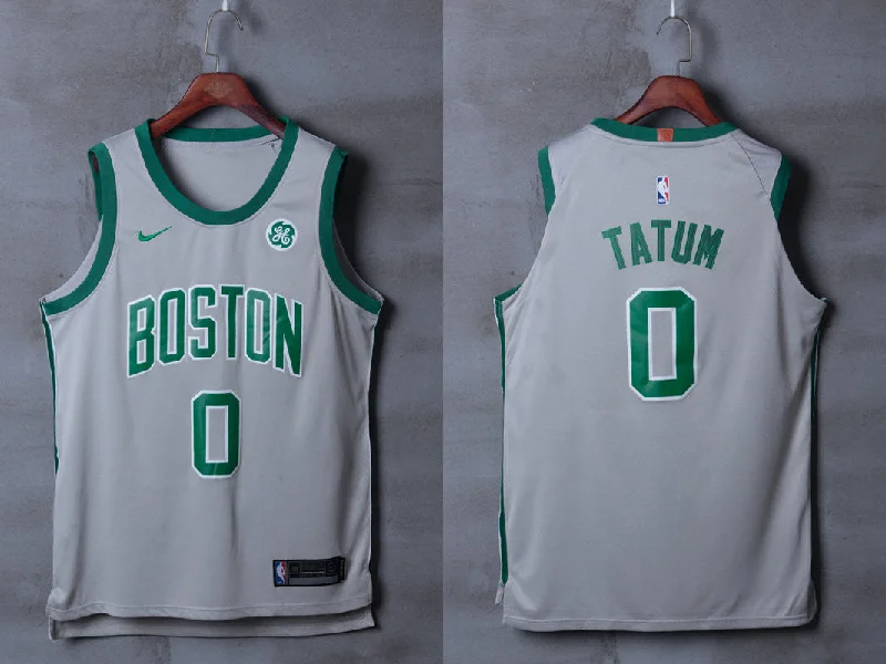 Printed Basketball Jersey-Celtics 0 Jayson Tatum Gray City Edition Authentic Basketball Jersey