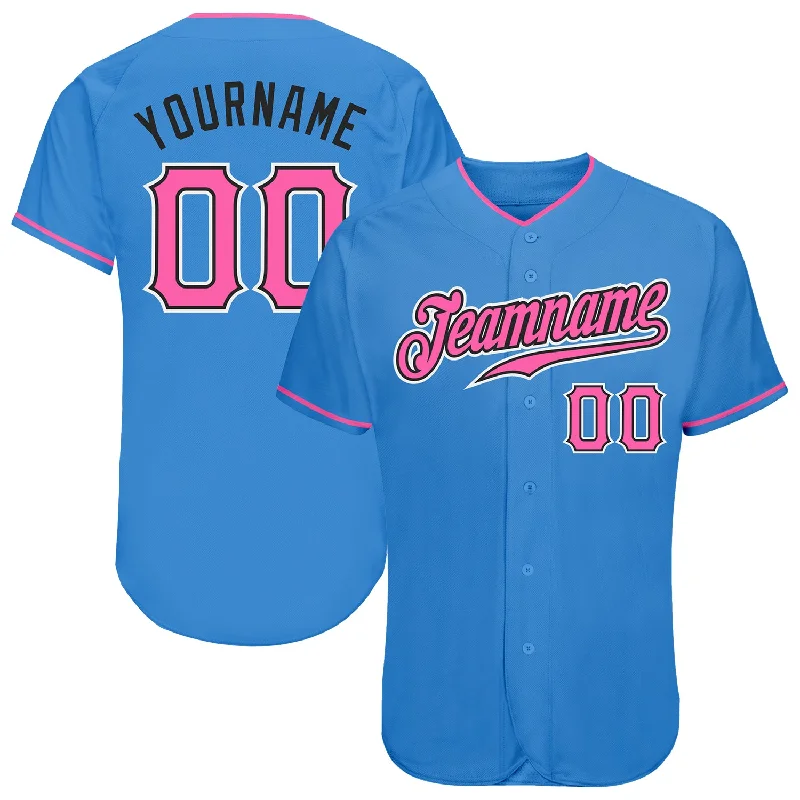 Baseball Jersey For Outdoor Games-Custom Powder Blue Pink-Black Authentic Baseball Jersey