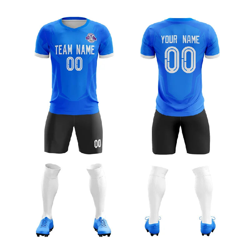 Official Football Jersey-Custom Royal Black Training Uniform For Men Soccer Sets Jersey