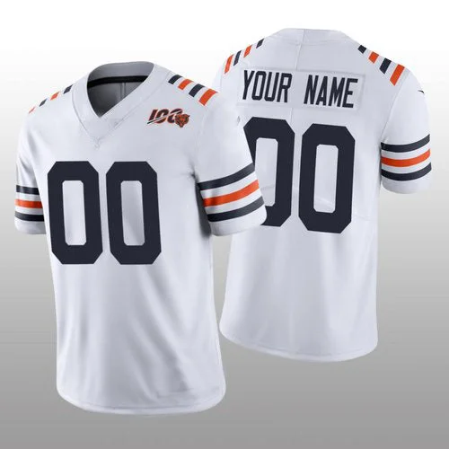 Football Jersey For Valentine's Day-Custom C.Bears White Alternate Classic Limited 100th Season Jersey Stitched Jersey Football Jerseys