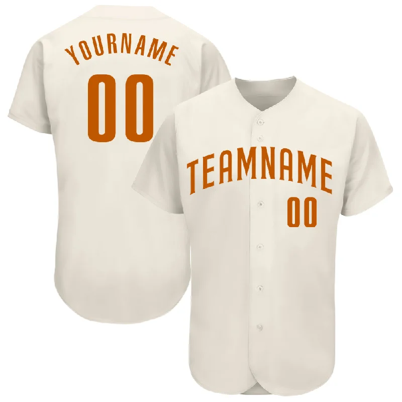 Baseball Jersey With Inspirational Messages-Custom Cream Texas Orange Authentic Baseball Jersey