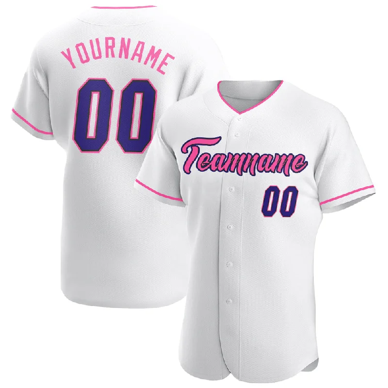 Baseball Jersey With City Name-Custom White Dark Purple Black-Pink Authentic Baseball Jersey