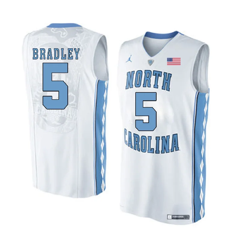 Basketball Jersey With Relaxed Fit-North Carolina Tar Heels 5 Tony Bradley White College Basketball Basketball Jersey