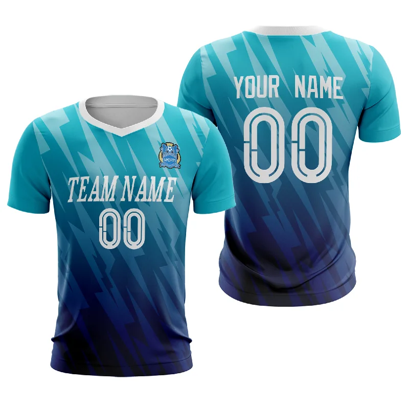 Football Jersey With Monochrome Look-Custom Light Blue Navy Sport Soccer Tops Jersey