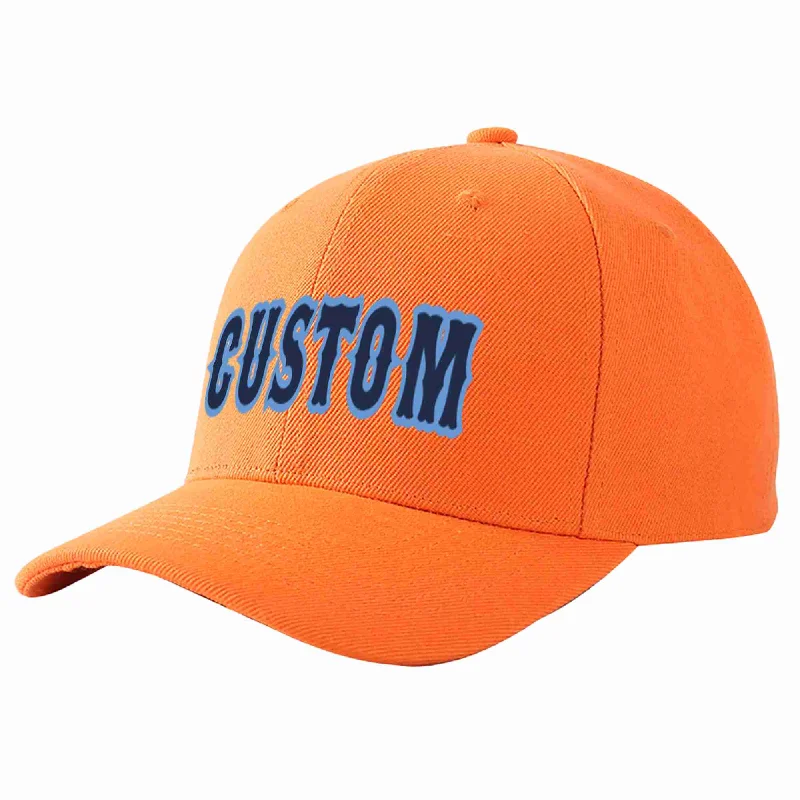 Football Baseball Cap-Custom Orange Navy-Light Blue Curved Eaves Sport Baseball Cap Design for Men/Women/Youth