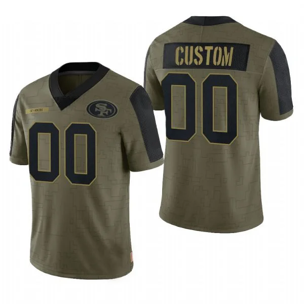 Football Jersey With Holographic Elements-Custom SF.49ers Olive 2022 Salute To Service Limited Football Jerseys