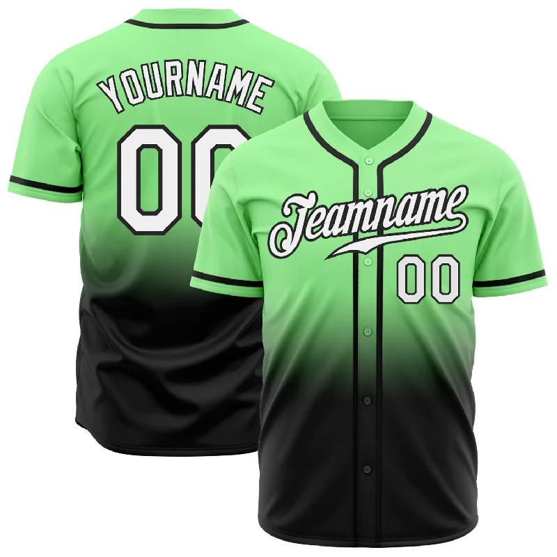 Baseball Jersey For New Year's Eve-Custom Pea Green White-Black Authentic Fade Fashion Baseball Jersey