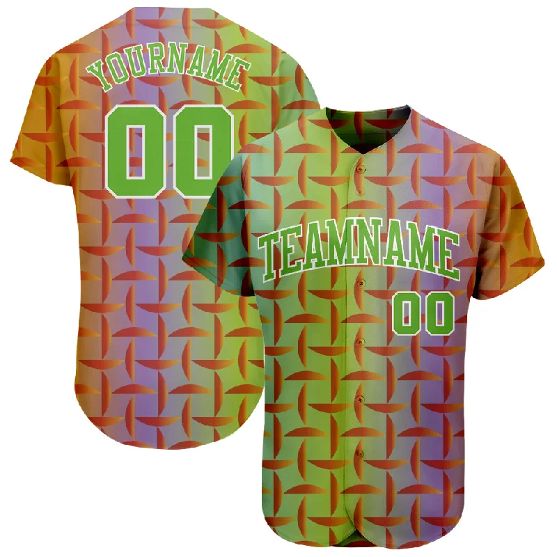 Baseball Jersey With Fashion Forward Design-Custom Purple Neon Green-White 3D Pattern Design Authentic Baseball Jersey