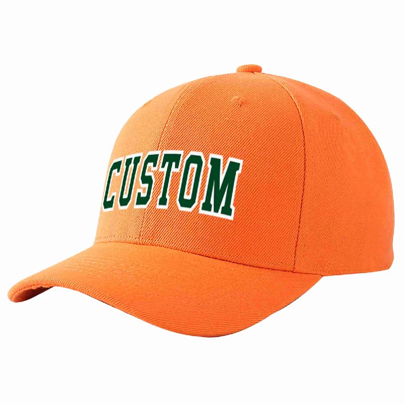 Mesh Baseball Cap-Custom Orange Green-White Curved Eaves Sport Baseball Cap Design for Men/Women/Youth