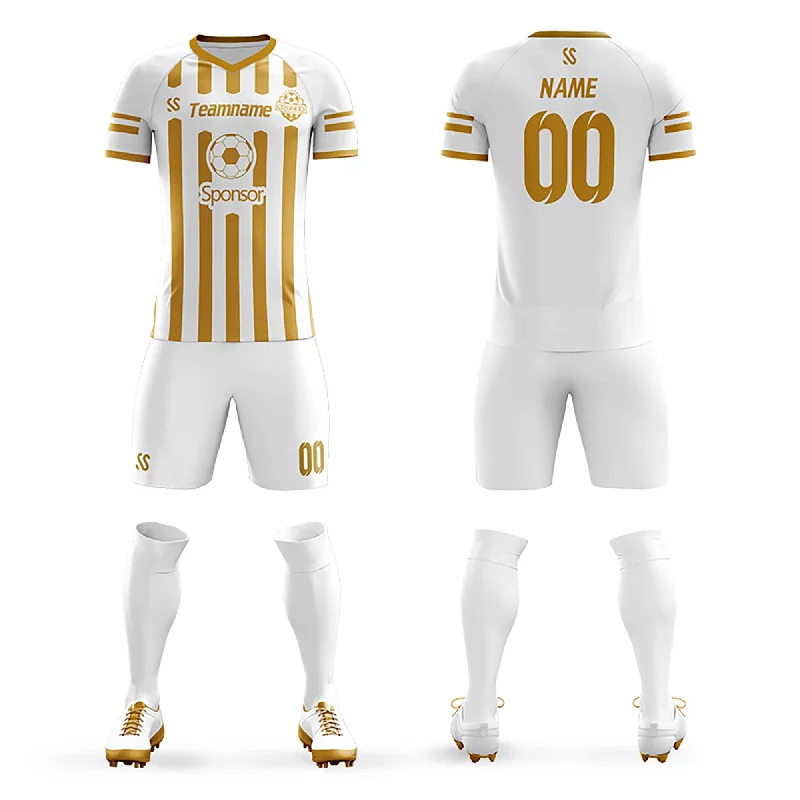 Football Jersey With State Name-Custom White Gold Casual Printing Sportswear Soccer Sets Jersey